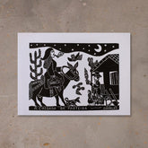 Xilogravura A Chegada da Parteira - 48 X 66 cm