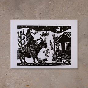 Xilogravura A Chegada da Parteira - 48 X 66 cm