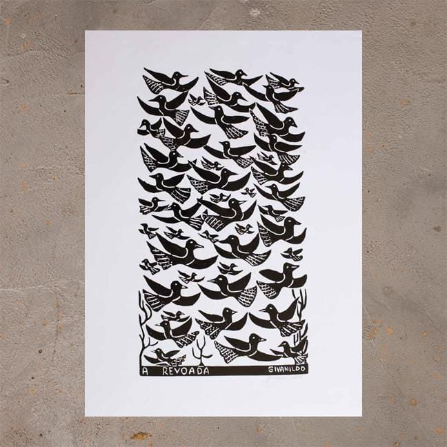 Xilogravura A Revoada - 66 X 48 cm