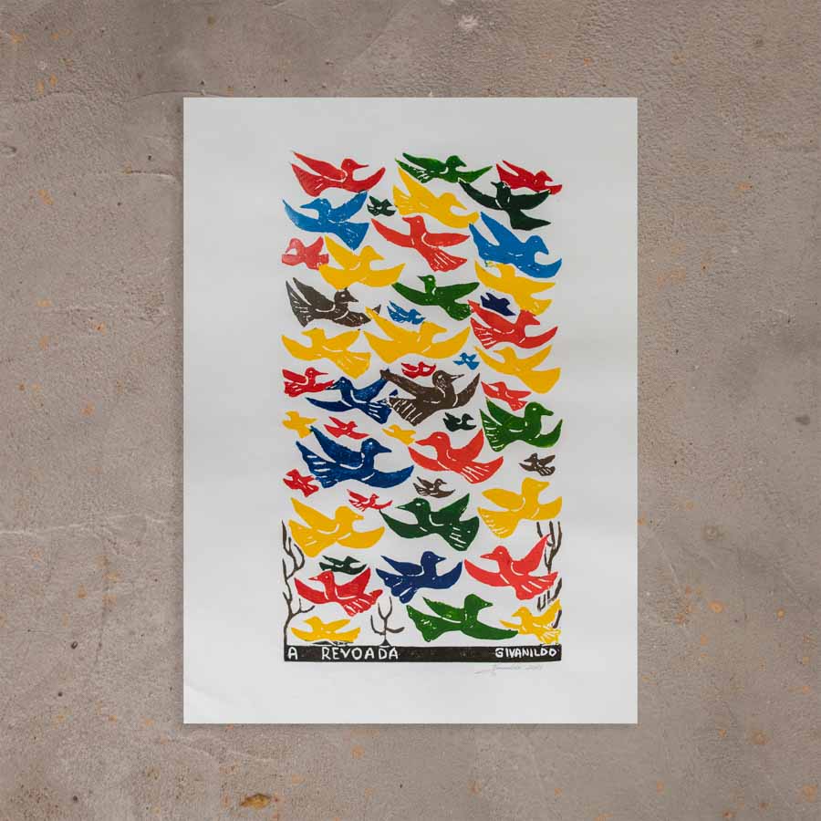 Xilogravura A Revoada - 66 X 48 cm