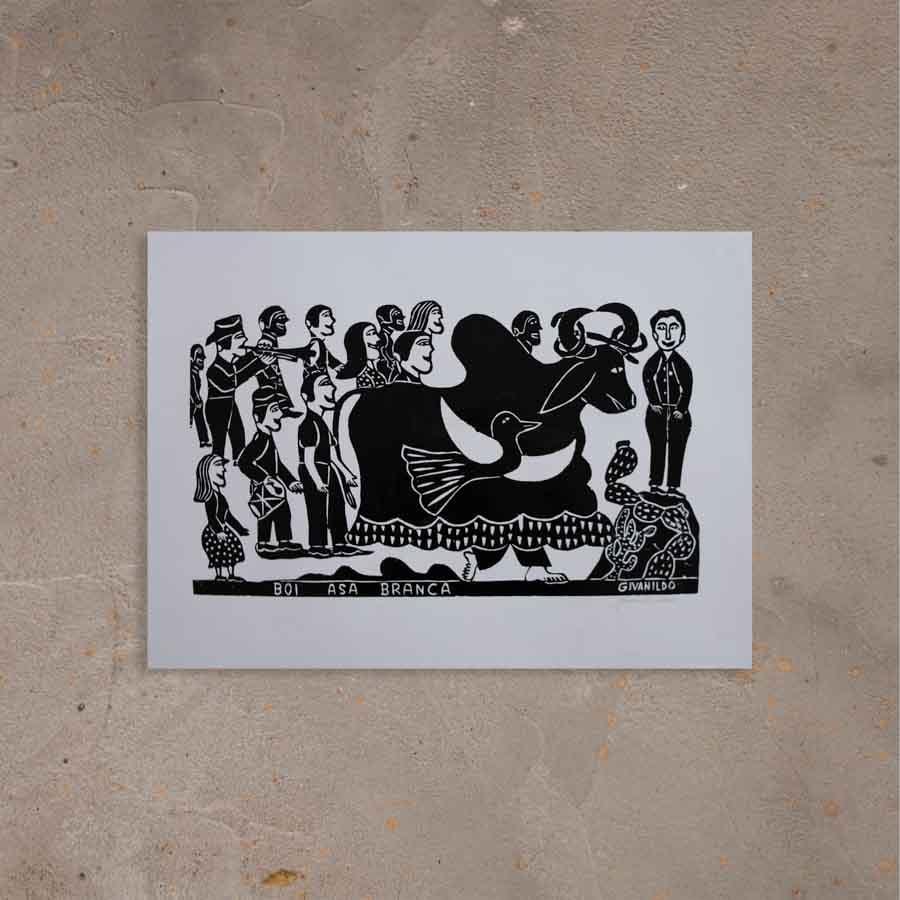 Xilogravura Boi Asa Branca - 48 X 66 cm