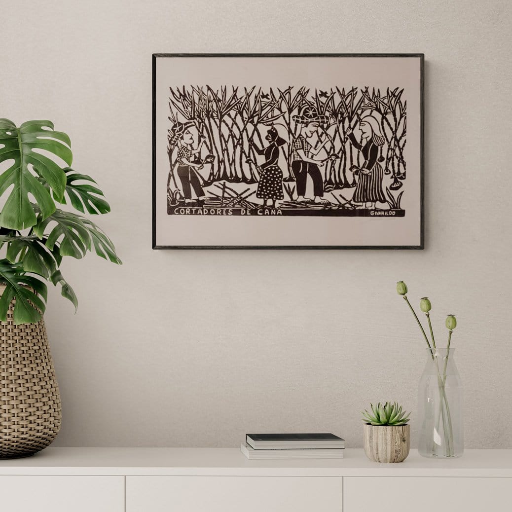 Xilogravura Cortadores de Cana - 48 X 66 cm