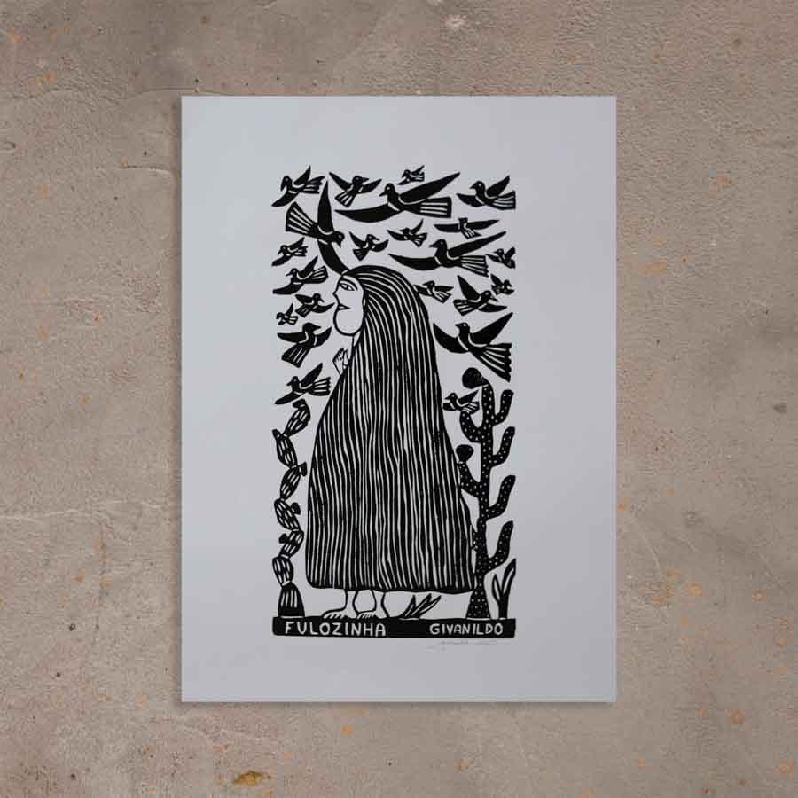 Xilogravura Fulozinha - 66 X 48 cm