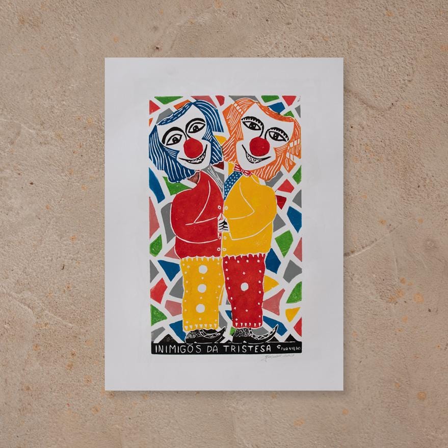 Xilogravura Inimigos da Tristeza - 66 X 48 cm