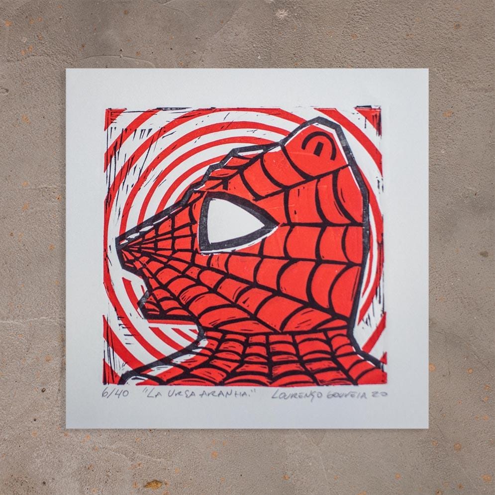 Xilogravura La Ursa Aranha - 20 X 20 cm